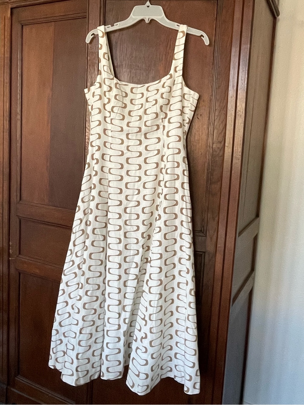 S: Christian Lacroix Linen Blend Midi Dress Christian Ivory White/Tan NWT!